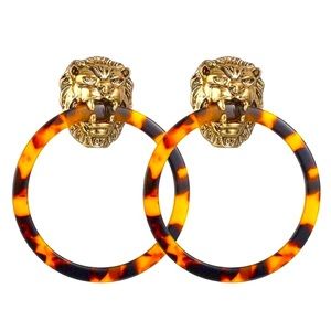 βοΈKenneth Jay Lane Lions Head Doorknocker Earrings